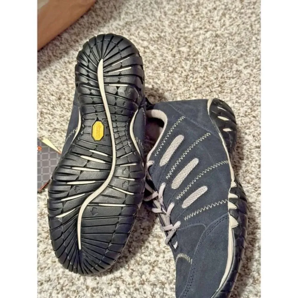 Rockport Works Men's‎ 7.5 Steel Toe Vibram Navy Blue Hiking Boots Shoes